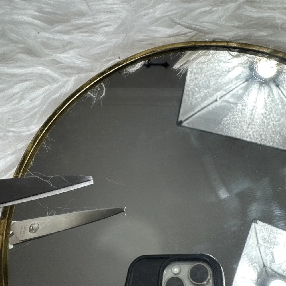 Antique Art Nouveau Handheld Vanity Mirror Floral Brass Motif Design Mid Century